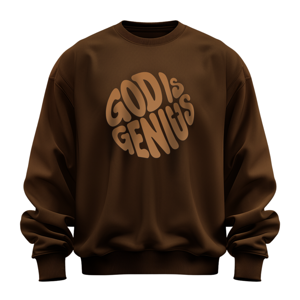 "GOD IS GENIUS" PULLOVER- CHOCOLATE